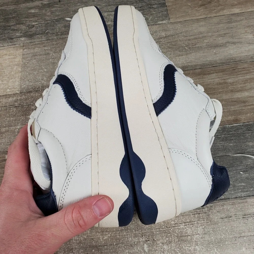 Soludos Roma Womens Shoes‎ Sz 6.5 White Navy Leather Low Top Casual Sneakers